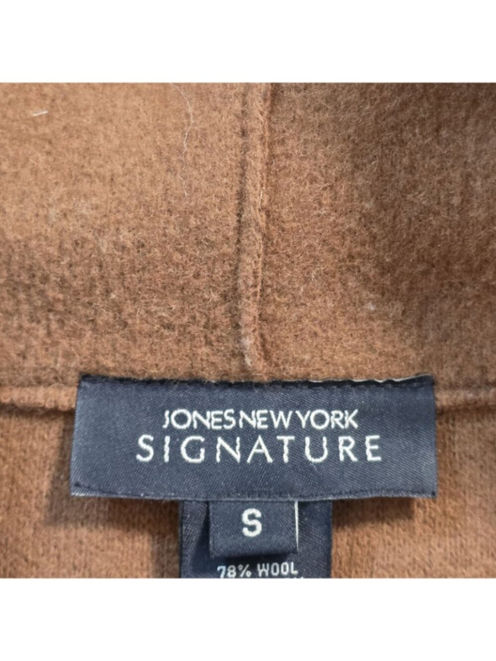 VTG Jones New York Signature Wool Blend Coat Womens S Hooded Camel Brown Clasp - Picture 4 of 16